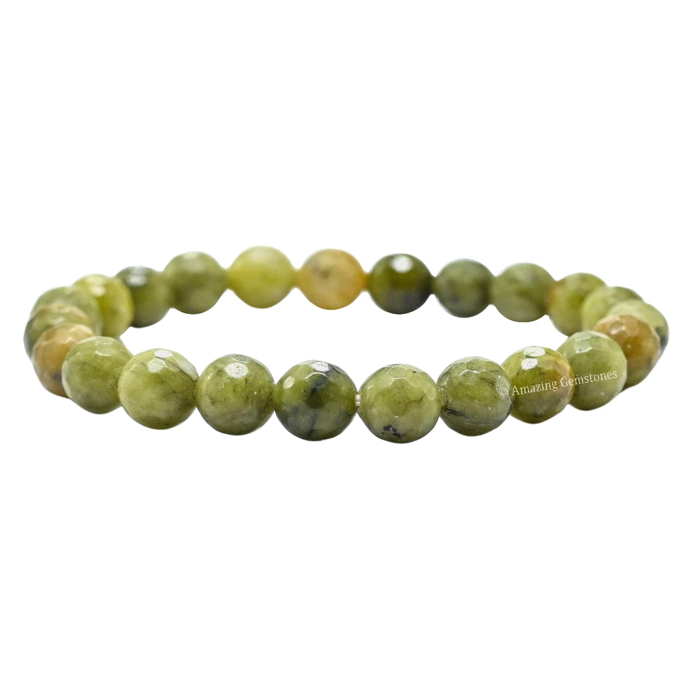 Green Jade Bracelet (Faceted) (Stretchable)