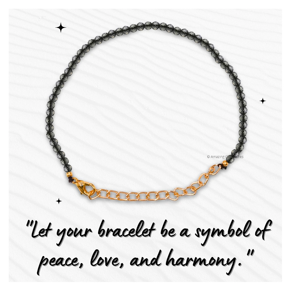 Smoky Quartz Crystal Bracelet - 2mm Faceted Bead (Gold)