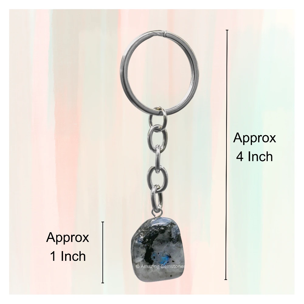 Rainbow Moonstone Keychain Keys Holder (Tumble)