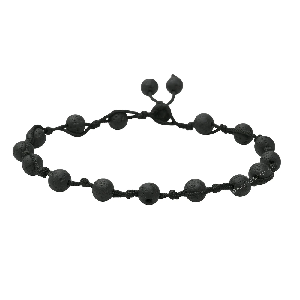 Lava Stone Anklet (Hand Knotted)