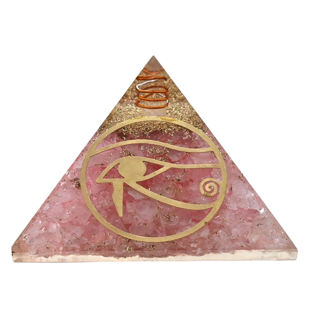 Rose Quartz Orgone Pyramid - Eye of Horus