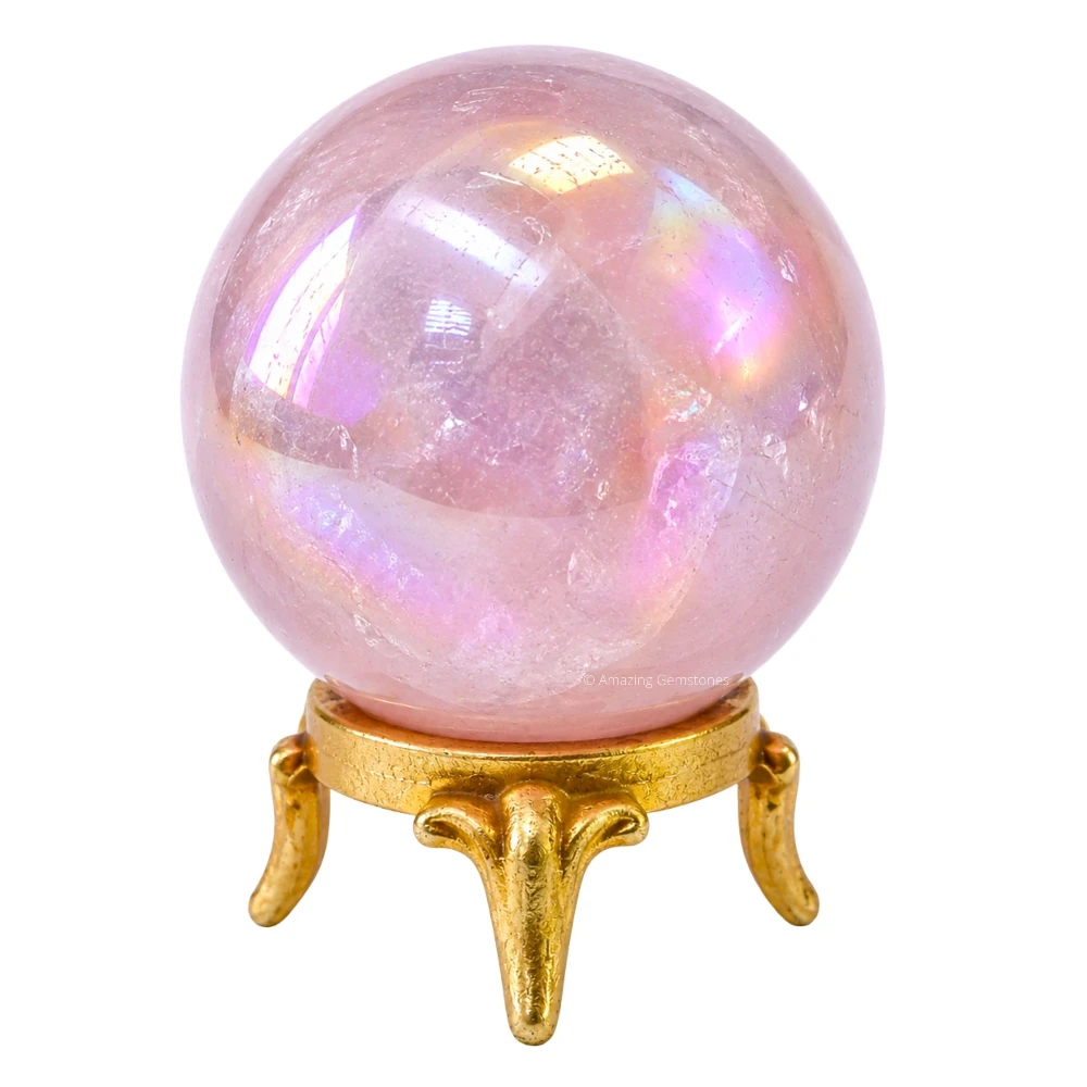 Large Angel Aura Rose Quartz Sphere (3 Inch)