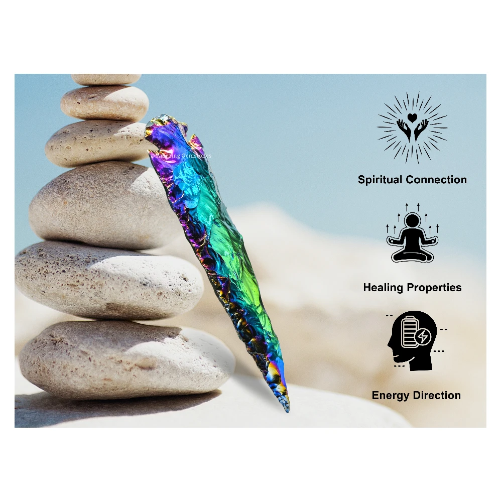 Titanium Aura Quartz Crystal Arrowhead - 6" to 7"