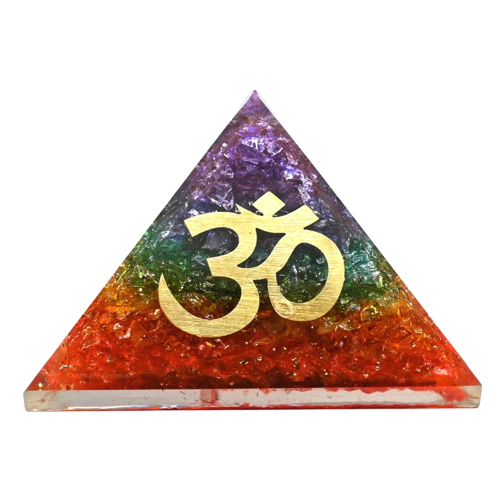 Chakra Onyx Orgone Pyramid - Big OM