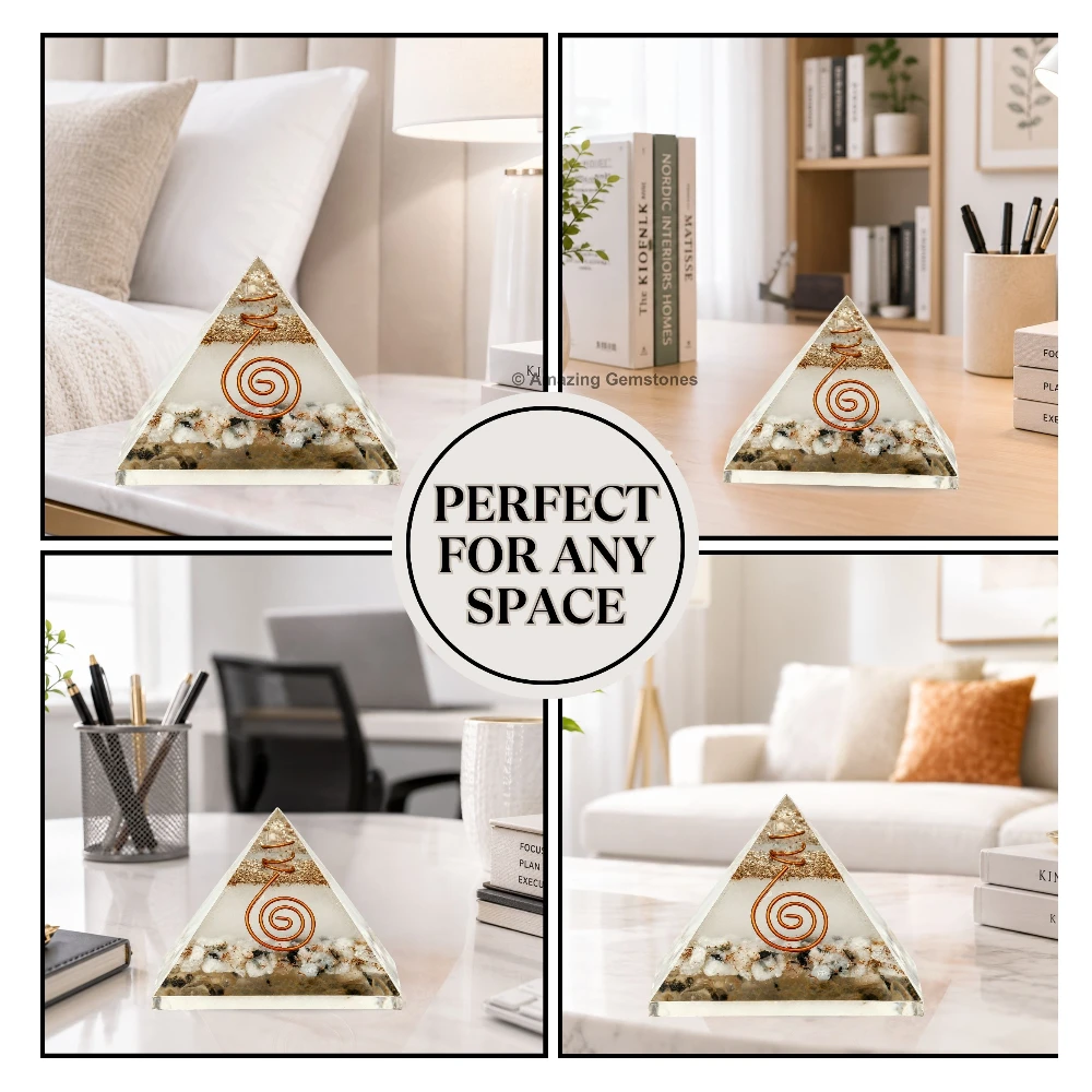Rainbow Moonstone Orgone Pyramid - Glow in Dark
