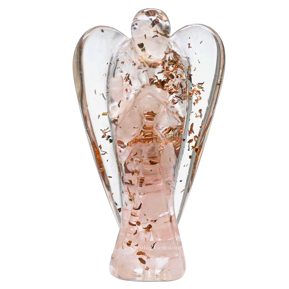 Rose Quartz Orgone Angel Figurine (2 Inch)