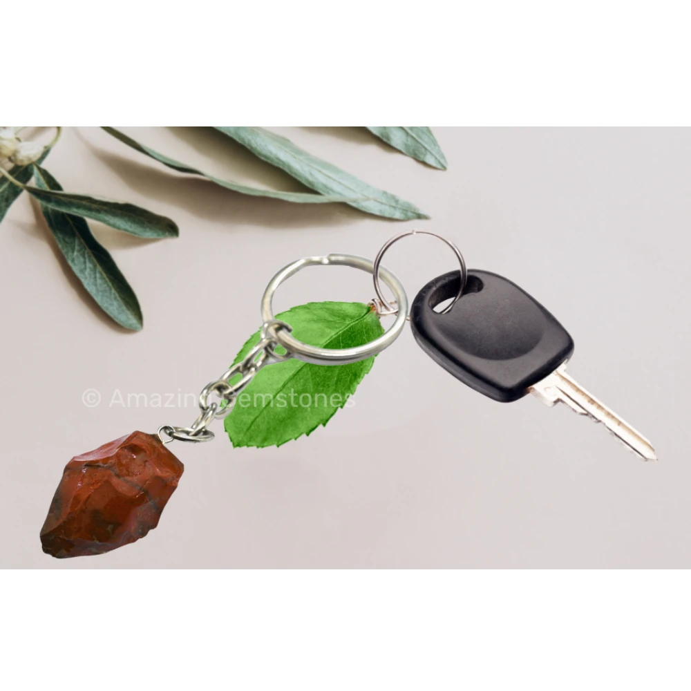 Red Jasper Keychain Keys Holder (Raw)