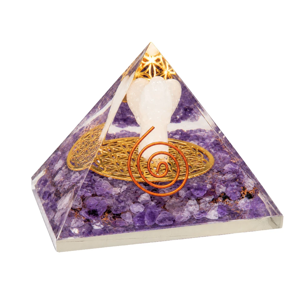 Amethyst Orgone Pyramid - Angel Glow in Dark