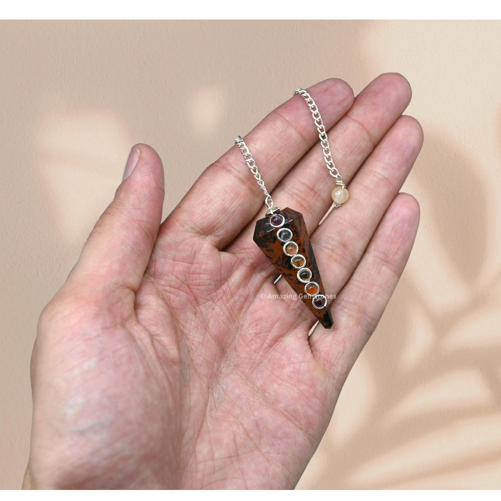Mahogany Obsidian Chakra Crystal Pendulum