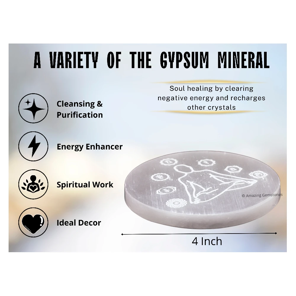Selenite Charging Plate for Crystals - Buddha (4 Inch)