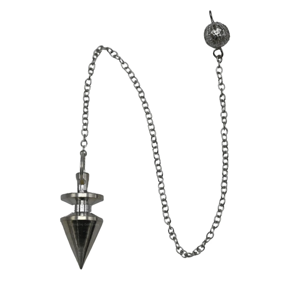 Copper Metal Pendulum - Silver Cone with Ring Plate (MP22)