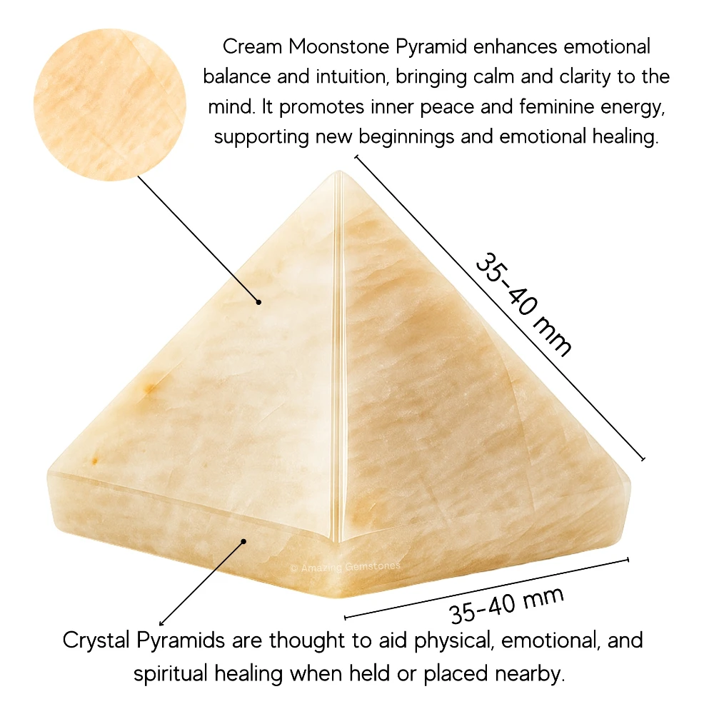 Cream Moonstone Pyramid (1.5 Inch)