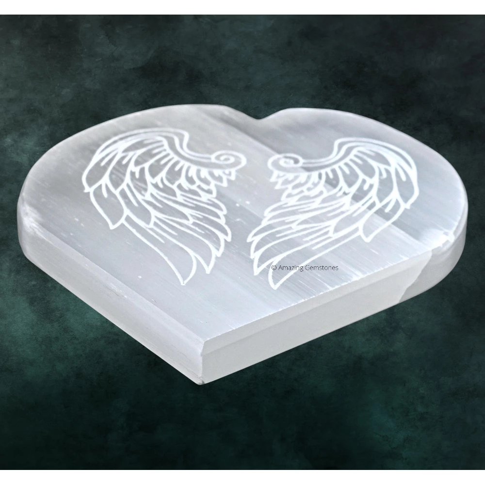Selenite Charging Plate for Crystals - Angel Wing Heart