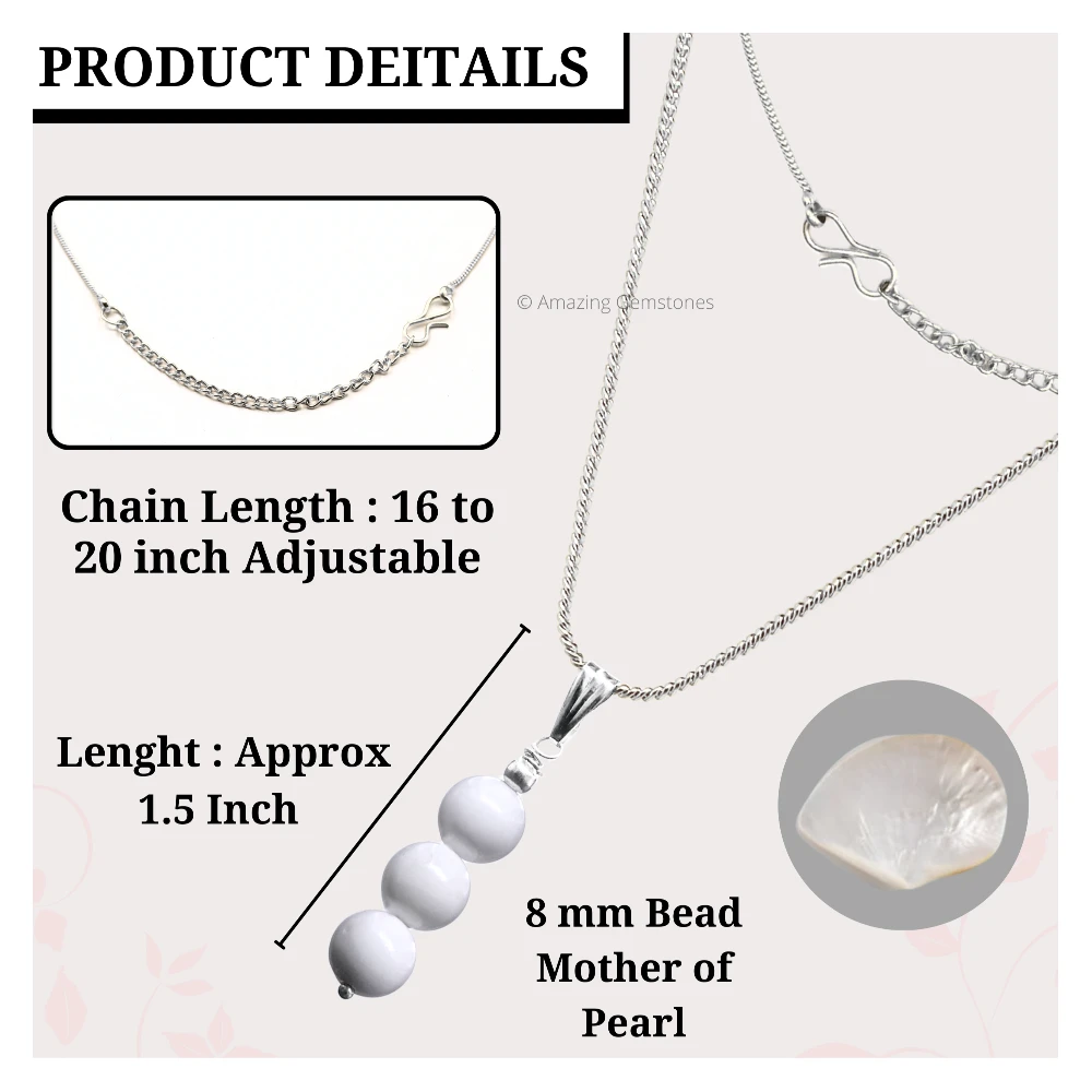 Mother of Pearl Bead Pendant (Silver)