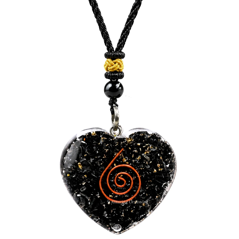 Shungite Necklace - Copper Coil (Heart)