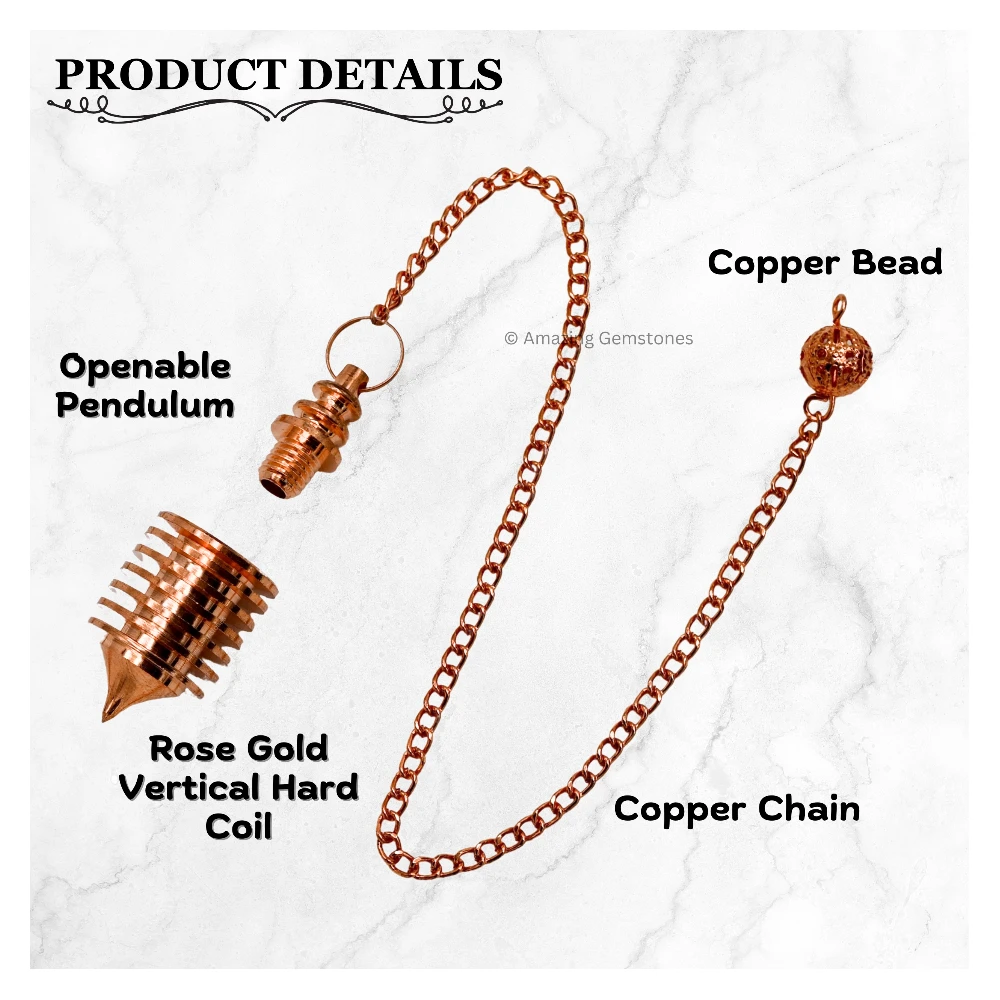 Copper Metal Pendulum - Rose Gold Hard Coil Vertical (MP15)