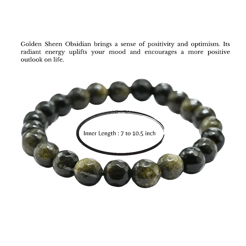 Golden Sheen Obsidian Bracelet (Faceted-Stretchable)