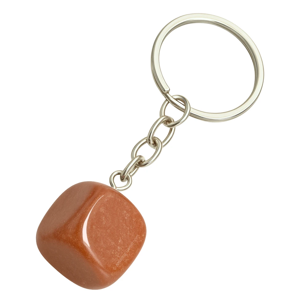 Peach Moonstone Keychain Keys Holder (Tumble)