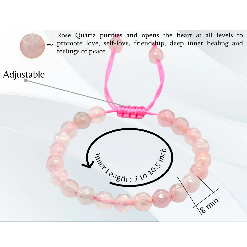 Rose Quartz Bracelet (Faceted-Adjustable)
