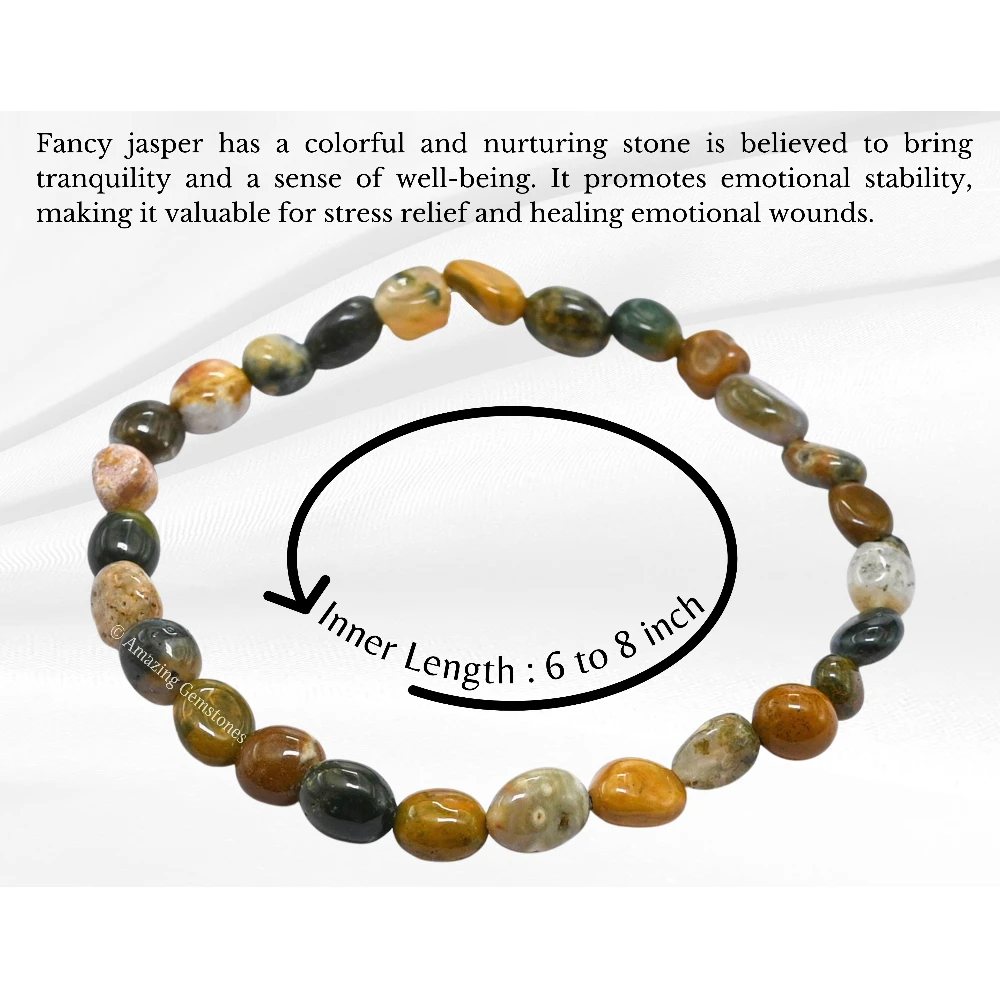 Fancy Jasper Tumbled Stone Bracelet (Stretchable)