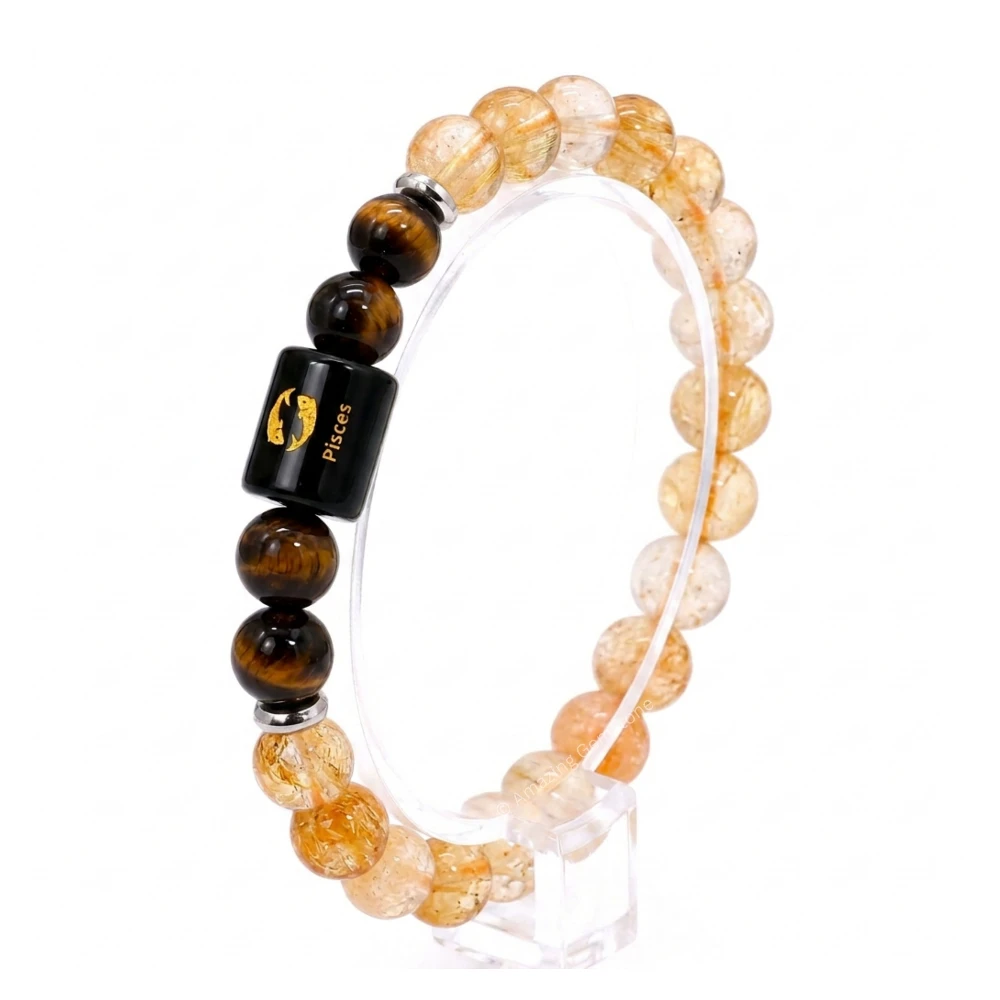 Pisces Birthstone Bracelet - Citrine & Tiger Eye