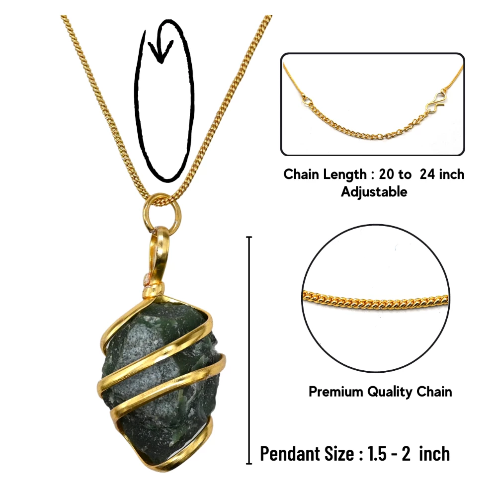 Green Aventurine Necklace - Raw Crystal (Gold)