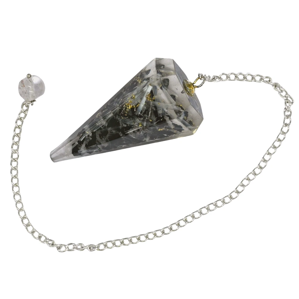 Black Tourmaline Selenite Orgone Pendulum