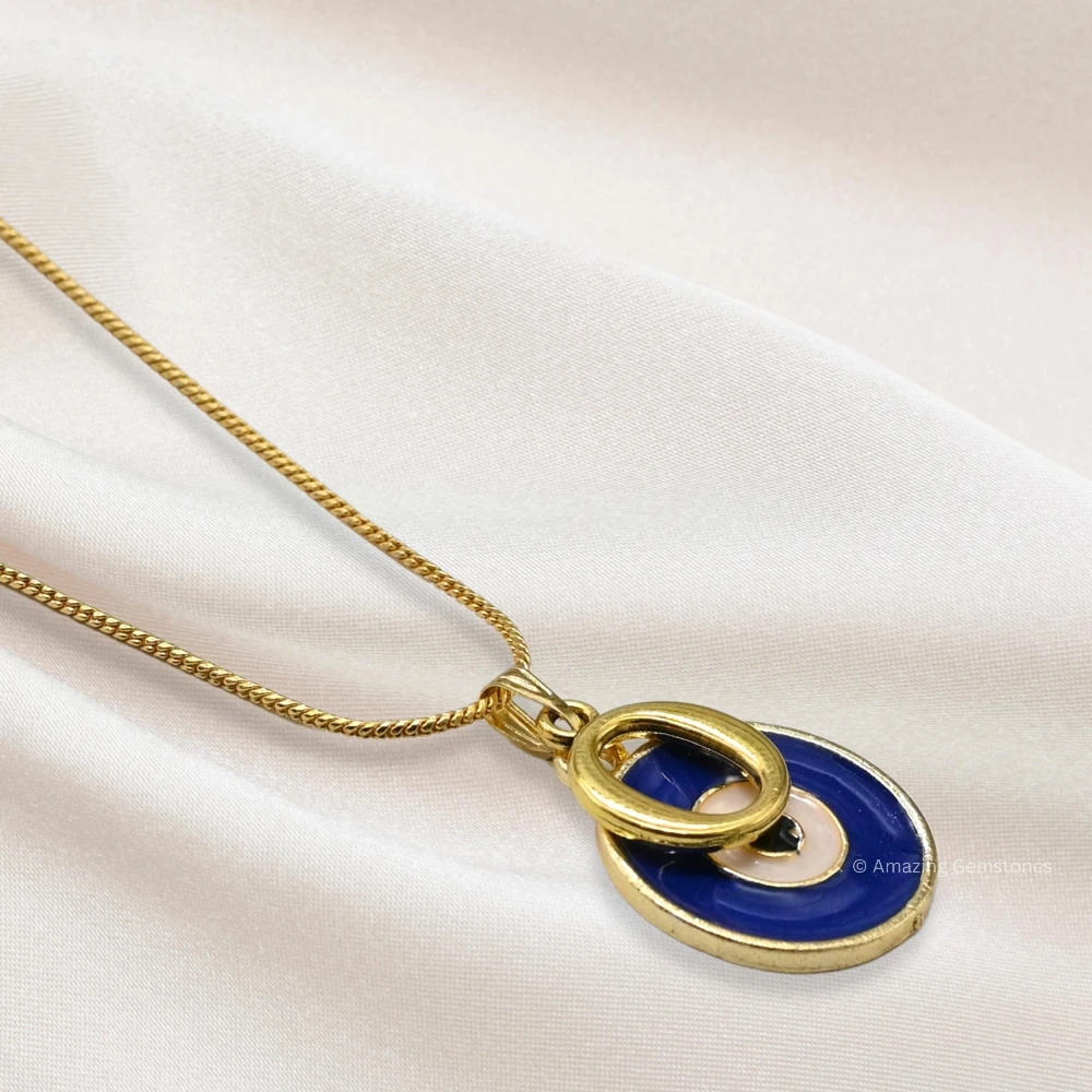 Evil Eye Pendant Necklace with O Initial