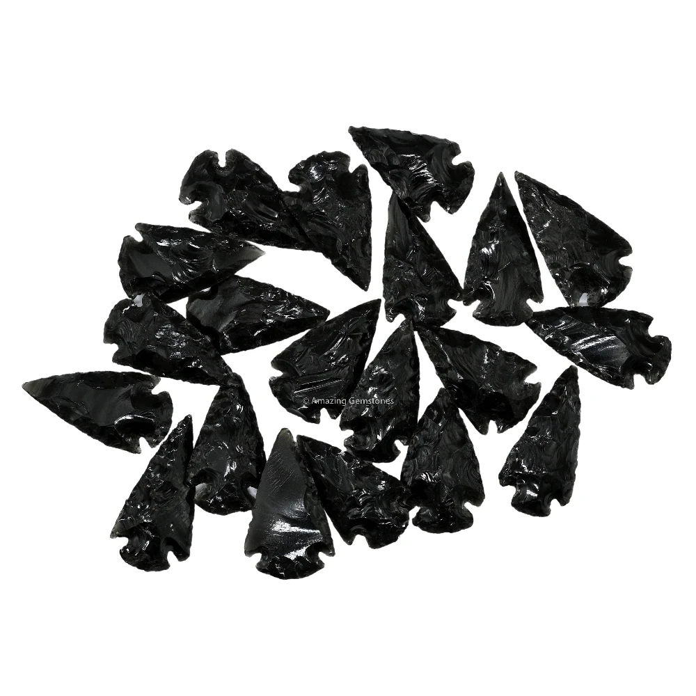 Black Obsidian Crystal Arrowhead - 1" to 1.5" (5 Pieces)