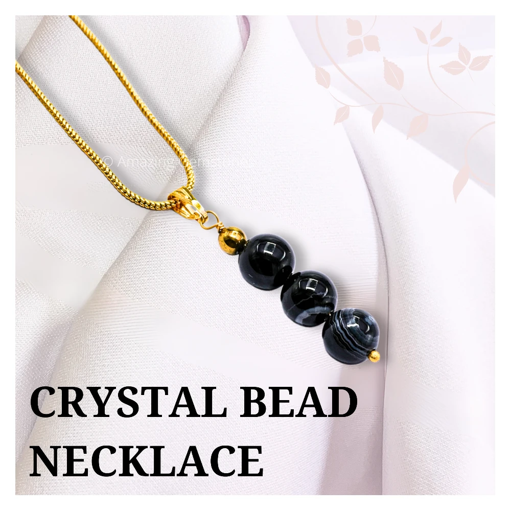 Black Sulemani Hakik Bead Pendant (Gold)