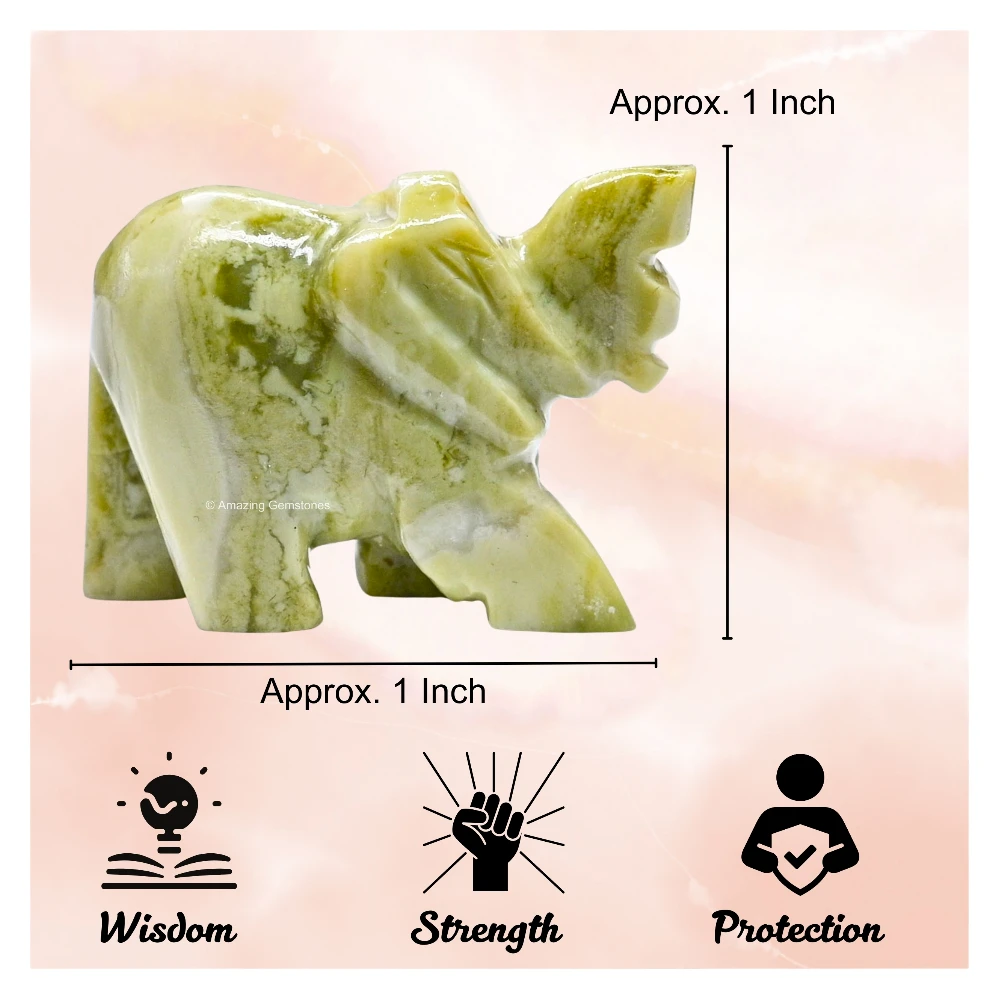 Serpentine Mini Elephant Crystal Figurine