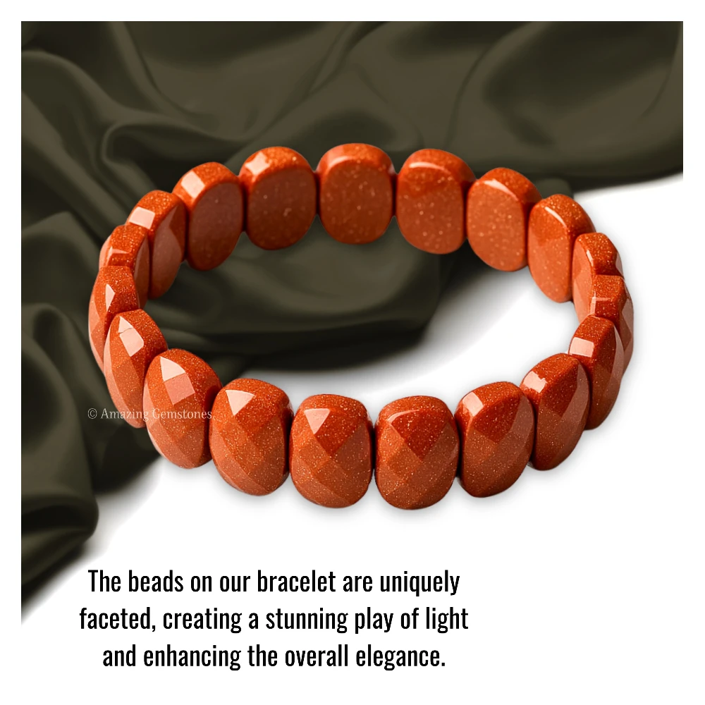 Red Goldstone Faceted Bracelet - Oval Stone