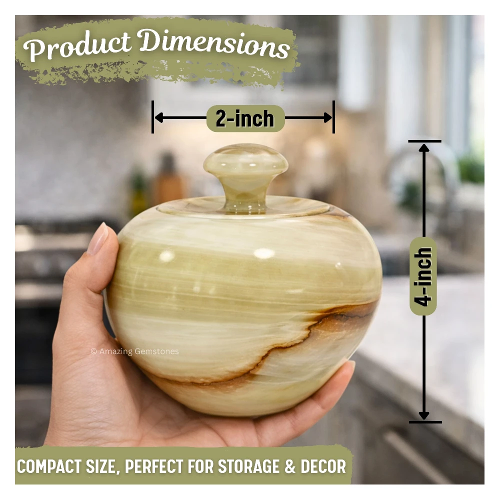 Green Onyx Candy Jar Apple Shape