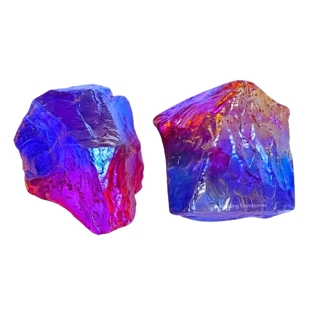 Ruby-Tanzine Aura Quartz Raw Crystals (2 Pieces)