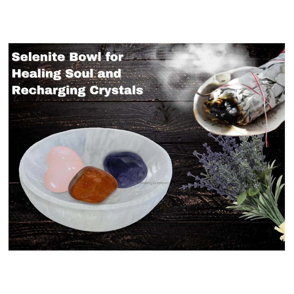 Selenite Charging Bowl for Crystals - Round