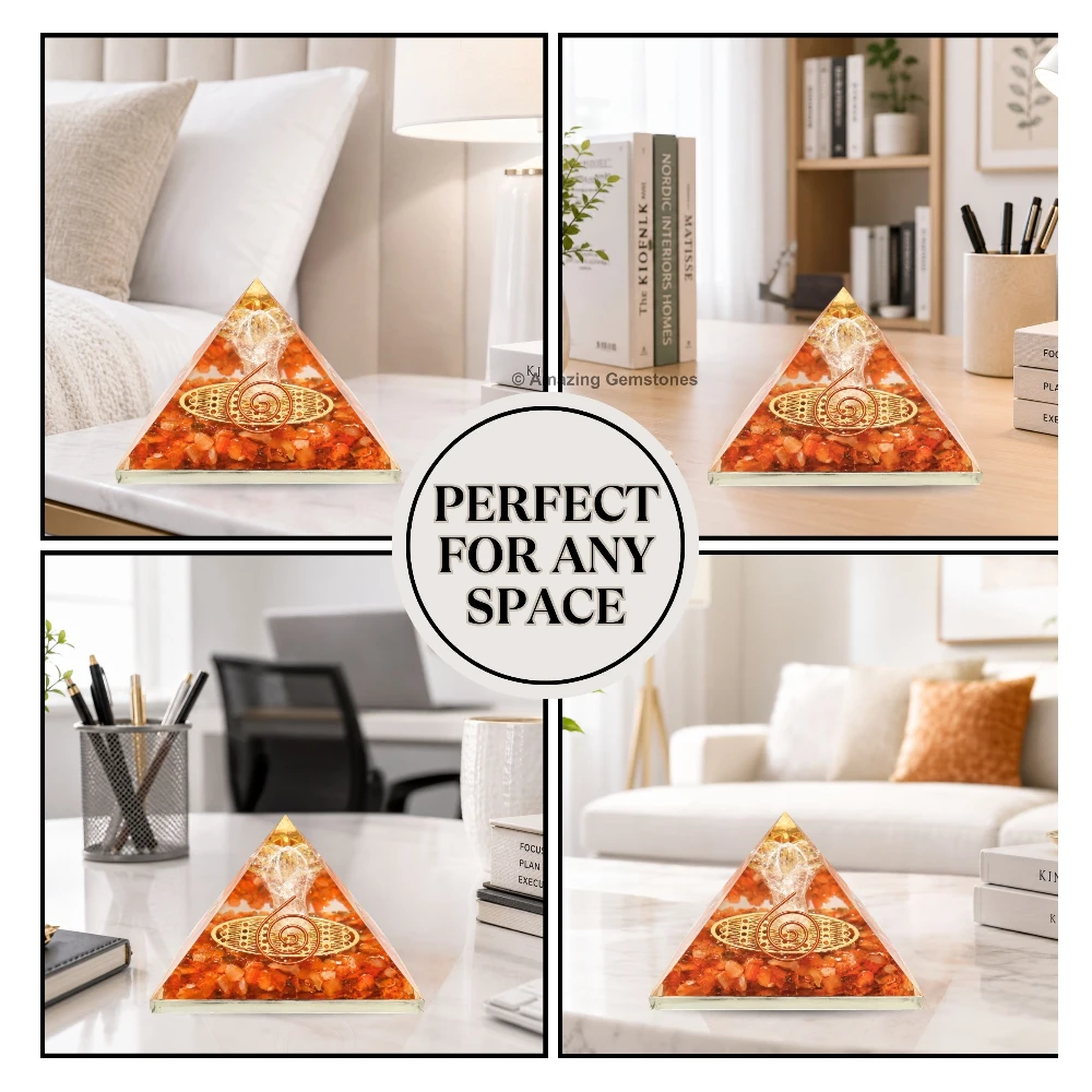Carnelian Orgone Pyramid - Angel Glow in Dark