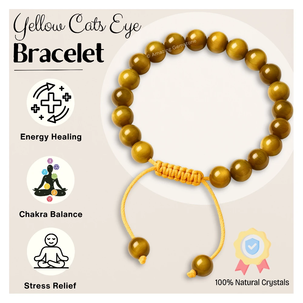 Yellow Cat's Eye Bracelet (Adjustable)