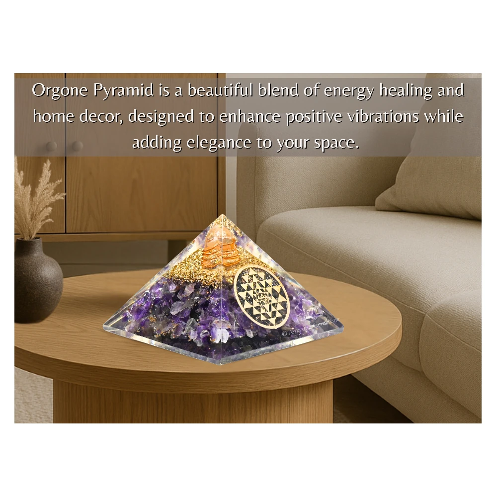 Amethyst Orgone Pyramid - Round Sri Yantra