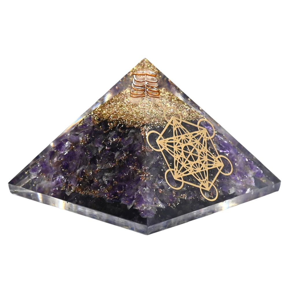 Amethyst Orgone Pyramid - Metatron Cube