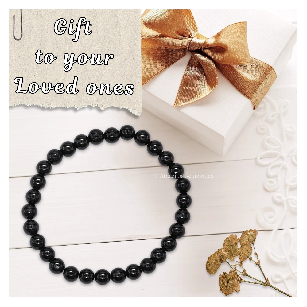 Black Tourmaline Healing Crystal Bracelets - 6mm Beads