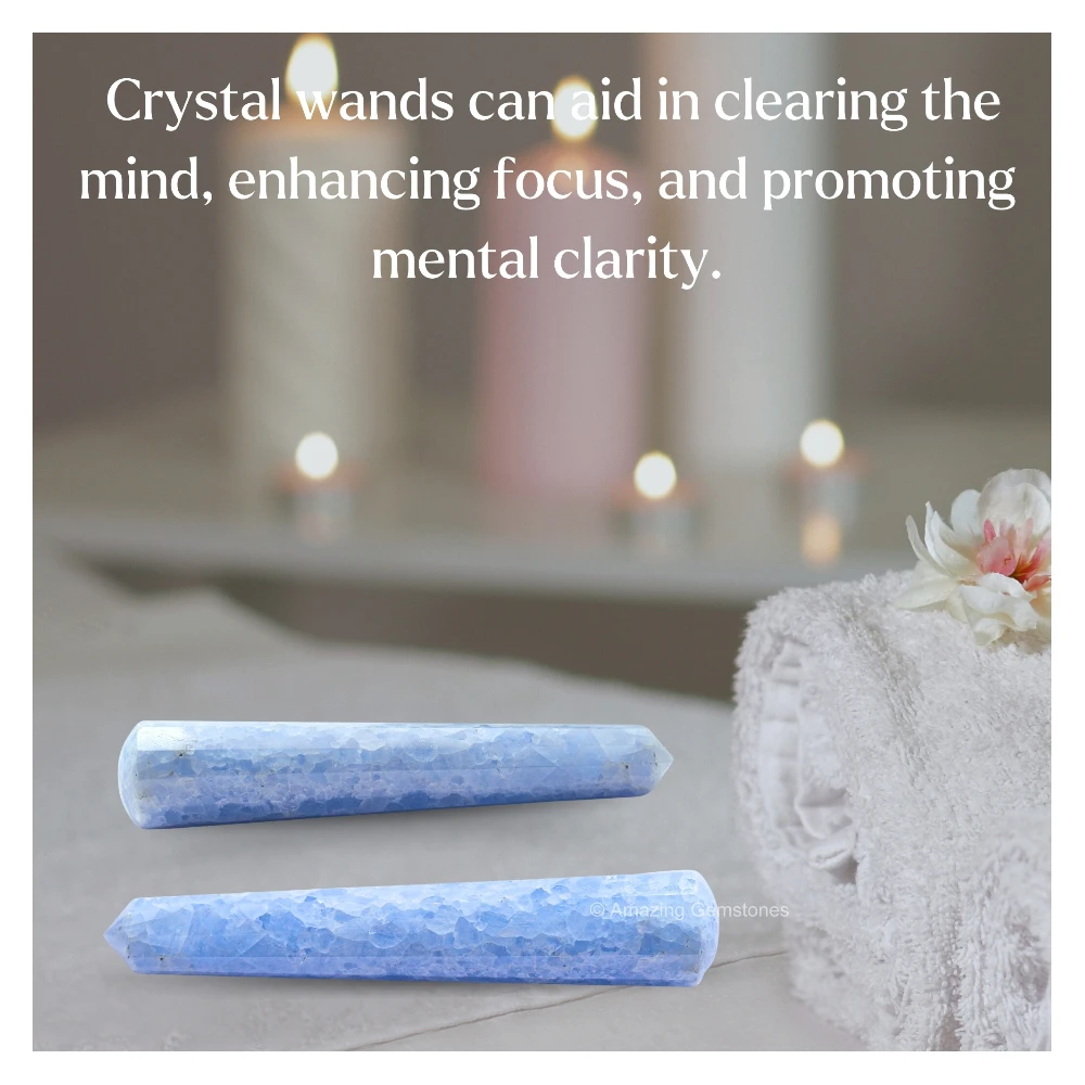 Blue Calcite Wand (Faceted)