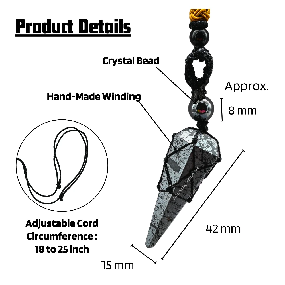 Hematite Pendulum Pendant Necklace (Macrame)