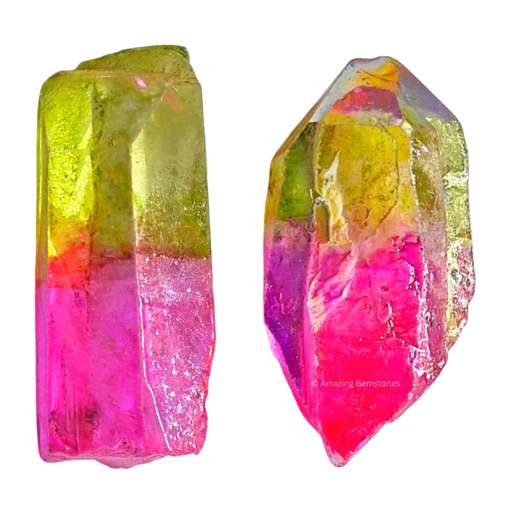 Rose Apple Aura Quartz Raw Crystal Points (2 Pieces)