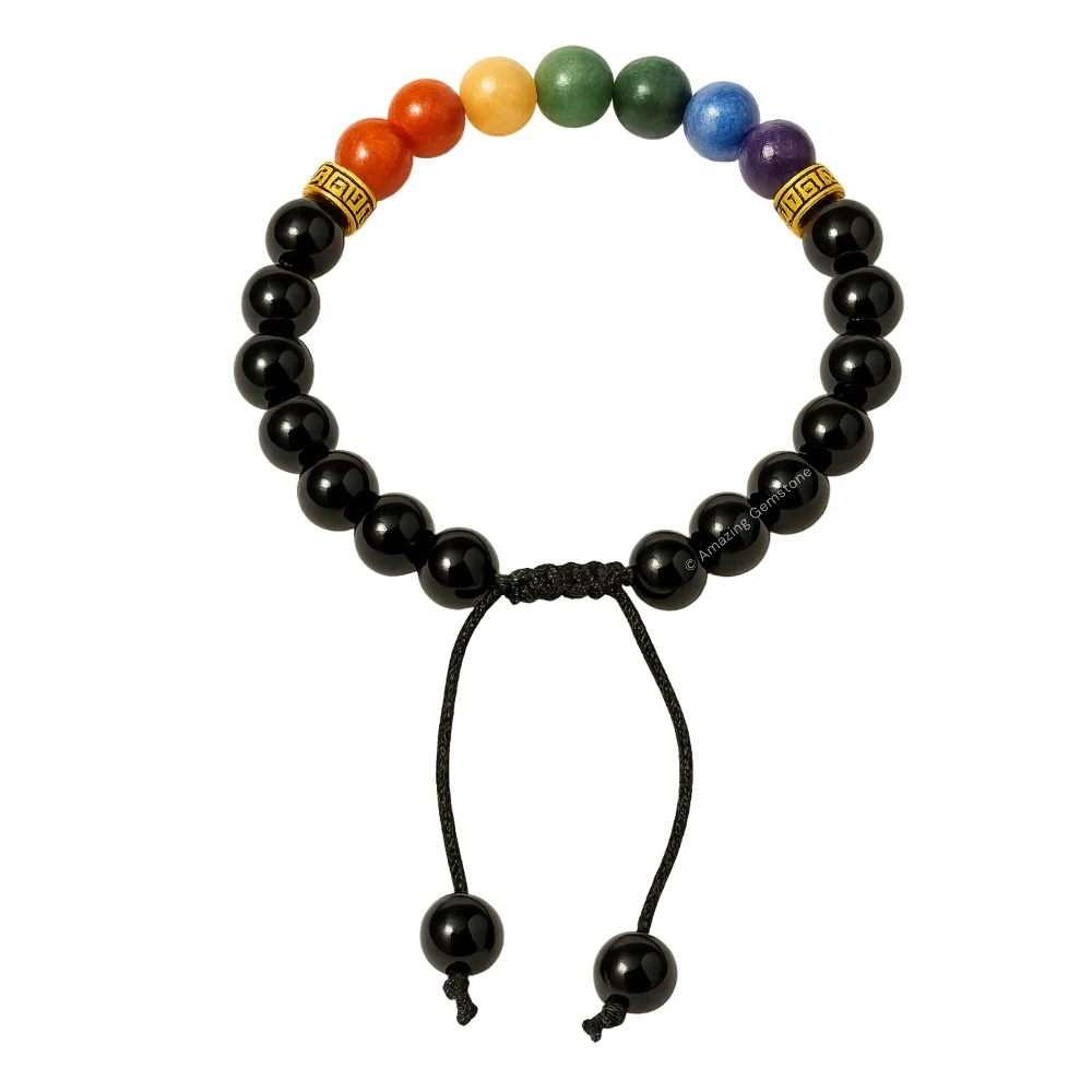Black Obsidian Chakra Bracelet (Adjustable)