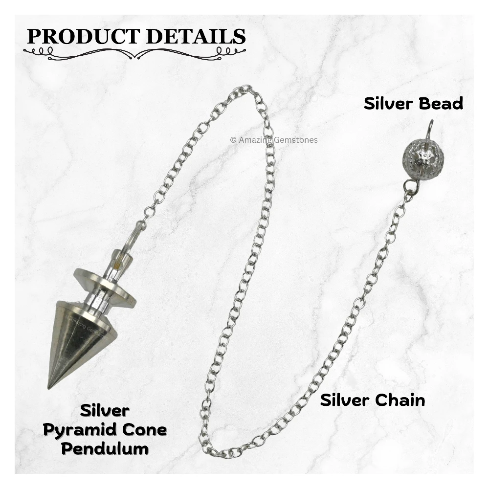 Copper Metal Pendulum - Silver Cone with Ring Plate (MP22)