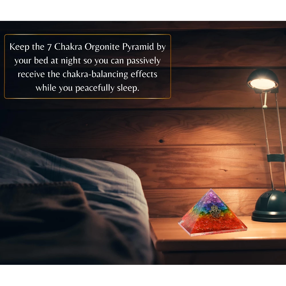 Chakra Onyx Orgone Pyramid - Hamsa