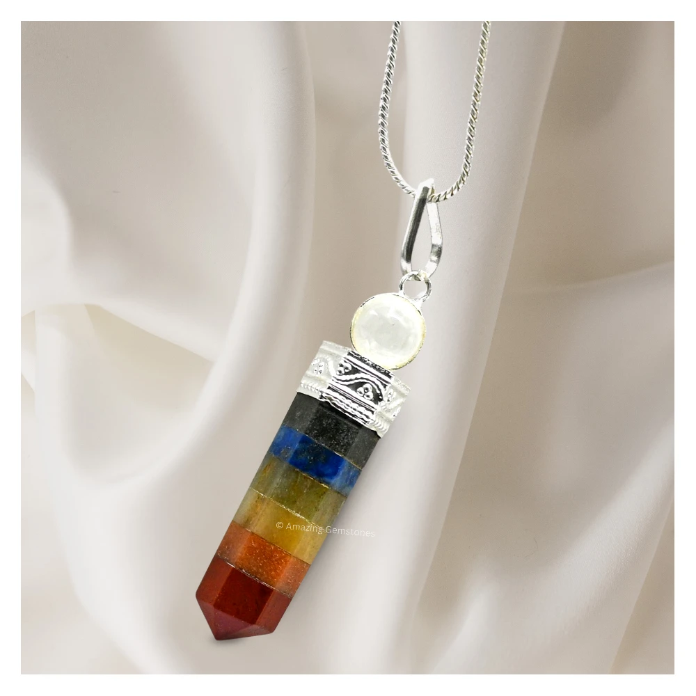 Chakra with Quartz Necklace - Pencil Point (Silver)