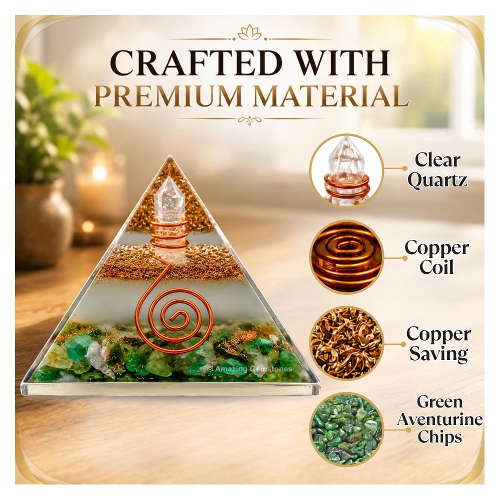 Green Aventurine Orgone Pyramid - Glow in Dark
