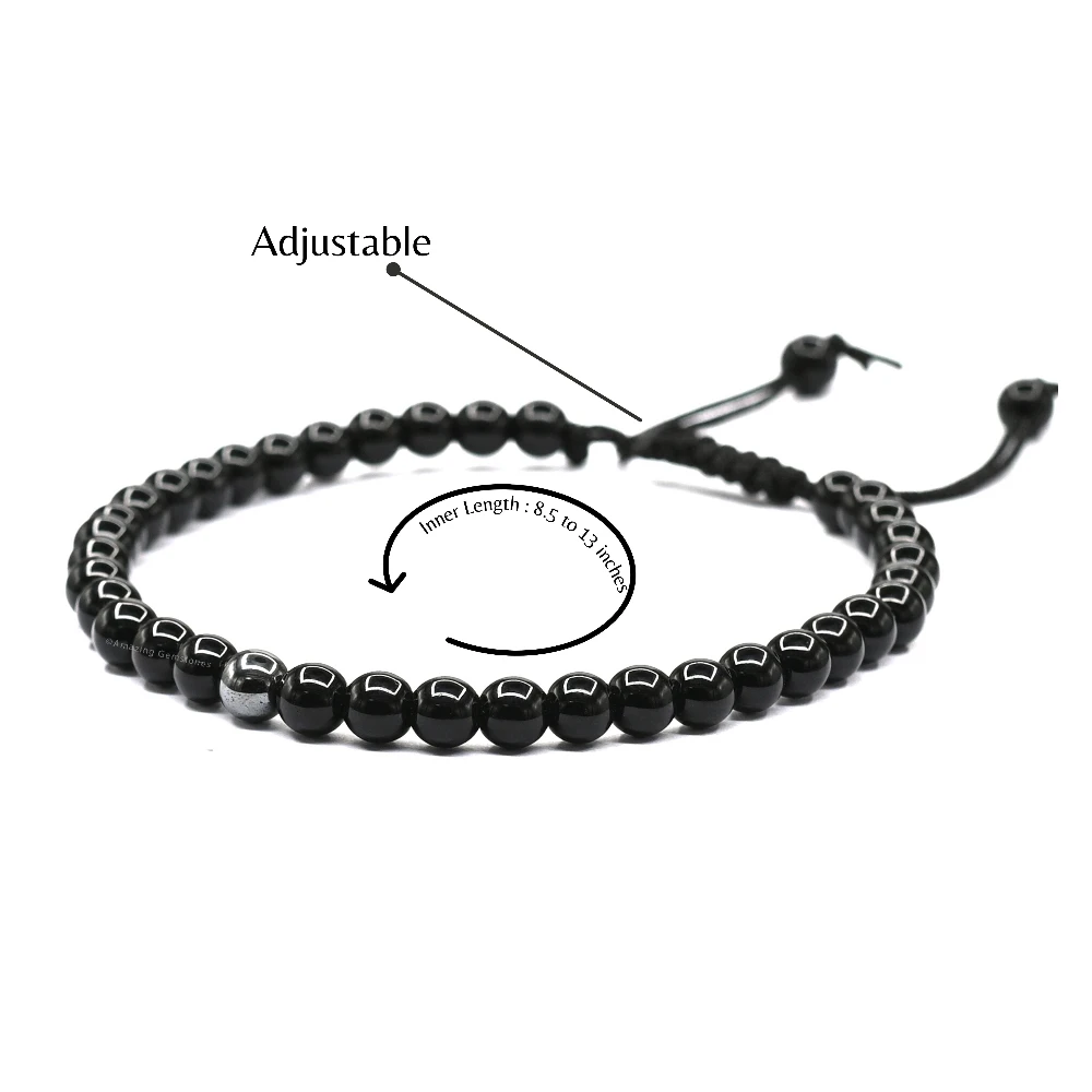 Anti Swelling Black Obsidian Hematite Set Of 3 Anklet (Without Knot)