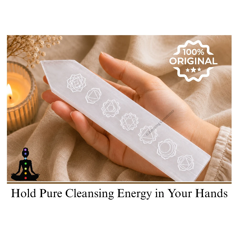 Selenite Charging Plate for Crystals - Chakra Stick Pointed
